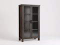 Vitrinas de madera y vidrio 90x40x175 cm - Marrón oscuro - 2 puertas y diseño rústico