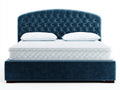 Camas dobles tapizadas 210x165x125 cm - Azul petróleo y blanco - Cabecero capitoné arqueado