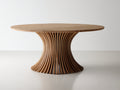 Mesa de jardín redonda de madera 150 x 150 x 75 cm - madera natural - base curvada de listones y diseño escultórico