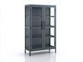 Vitrinas de metal y vidrio 90x40x180 cm - Gris antracita - 2 puertas y diseño industrial