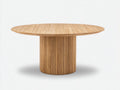 Mesas de jardín de madera 140 x 140 x 75 cm - Marrón natural - Mesa redonda con base cilíndrica acanalada