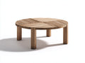 Mesas de jardín de madera marrón 110x110x45 cm - diseño redondo bajo con tablero de listones para terraza y patio