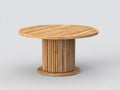 Mesa de jardín redonda de madera 140 x 140 x 75 cm - madera natural - base central acanalada y diseño contemporáneo