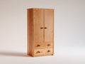 Armarios de madera 90x50x180 cm - Madera natural - 2 puertas y 2 cajones con diseño clásico