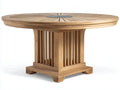 Mesa de jardín redonda de madera 150 x 150 x 75 cm - madera natural - tablero radial y base central de listones