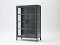 Vitrina de exposición 90 x 40 x 175 cm - negro grafito y gris humo - 2 puertas de vidrio con estilo industrial